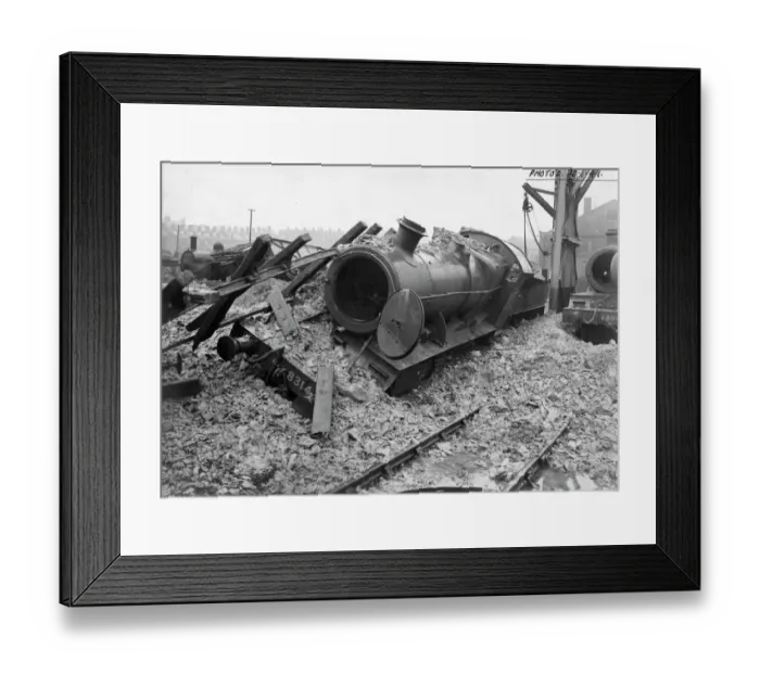 Framed Print : Mogul locomotive No. 8314 with bomb damage in 1941