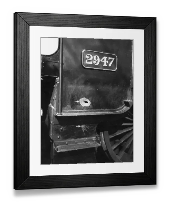Framed Print : Saint Class locomotive, 2947 Madresfield Court with gun fire damage, c. 1940 Framed Print : Saint Class locomotive, 2947 Madresfield Court with gun fire damage, c. 1940