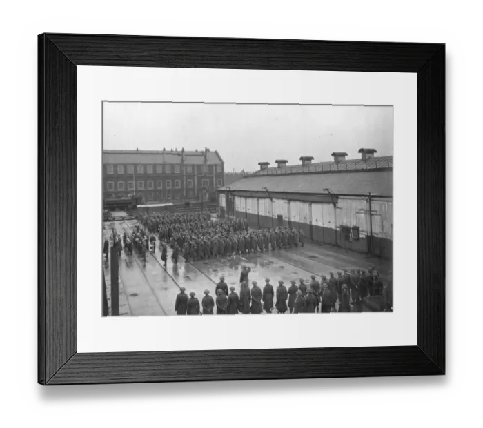Framed Print : Standing down parade of 13th Battalion Home Guard, Swindon Works, 1944 Framed Print : Standing down parade of 13th Battalion Home Guard, Swindon Works, 1944