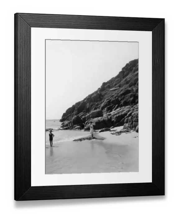 Framed Print : Porthcurno Beach, Cornwall, August 1928 Framed Print : Porthcurno Beach, Cornwall, August 1928