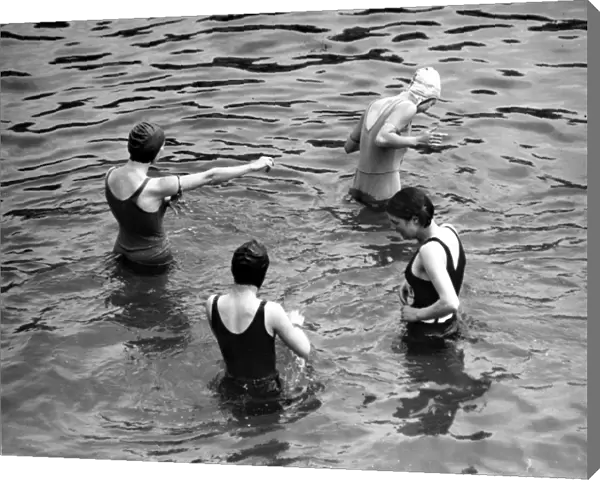 Group of swimmers in the sea, Cornwall, 1931