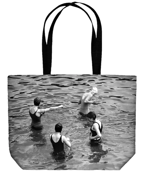 Group of swimmers in the sea, Cornwall, 1931
