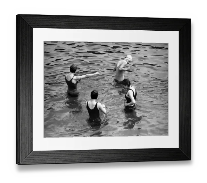 Framed Print : Group of swimmers in the sea, Cornwall, 1931 Framed Print : Group of swimmers in the sea, Cornwall, 1931