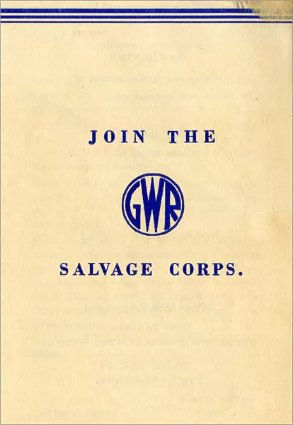 GWR Salvage Corps leaflet, 1940