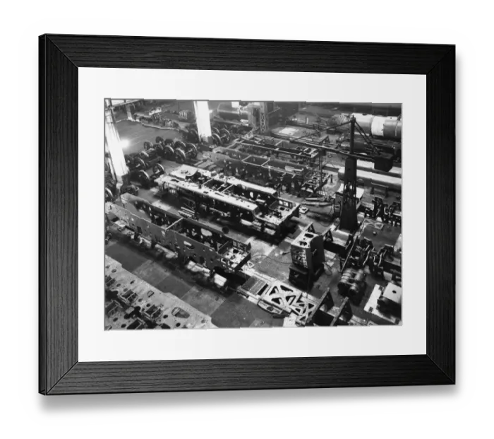 Framed Print : 2-8-0 locomotives under construction in AE shop, 1943 Framed Print : 2-8-0 locomotives under construction in AE shop, 1943