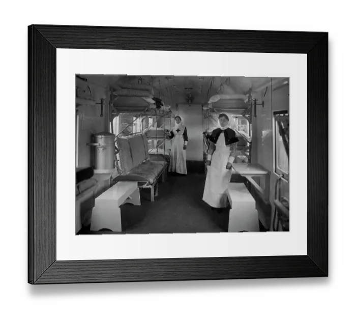 Framed Print : Nurses on board Ambulance Car no. 18, 1915 Framed Print : Nurses on board Ambulance Car no. 18, 1915