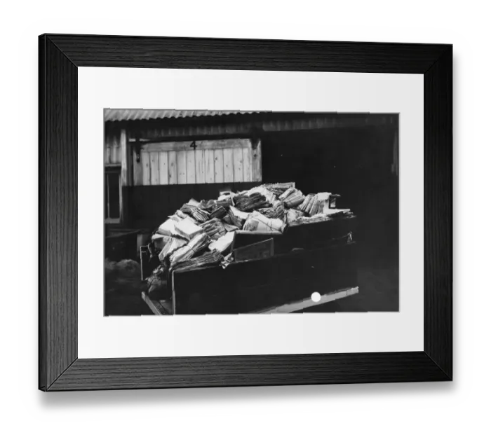 Framed Print : A paper recycling cart outside the General Stores at Swindon Works, 1941