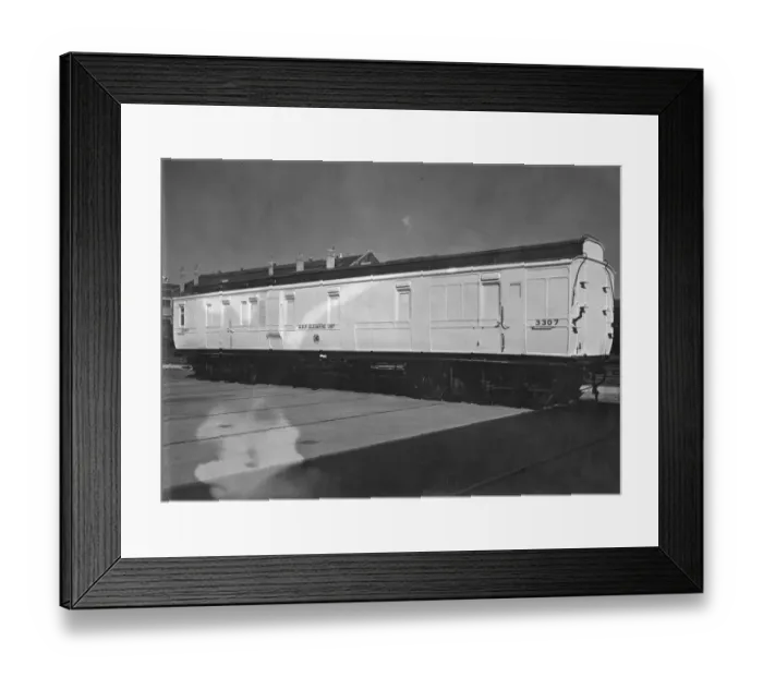Framed Print : Brake Third coach No. 3307 converted into a mobile cleansing unit, 1941 Framed Print : Brake Third coach No. 3307 converted into a mobile cleansing unit, 1941