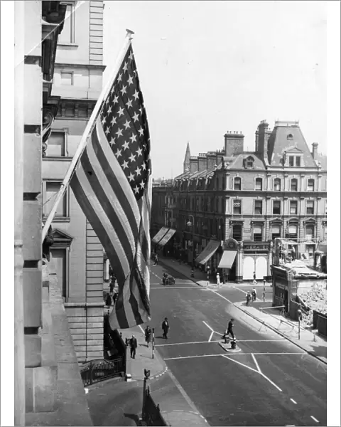 American Flag flying from Paddington Station hotel on July 4th 1941