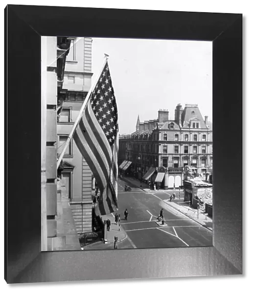 American Flag flying from Paddington Station hotel on July 4th 1941