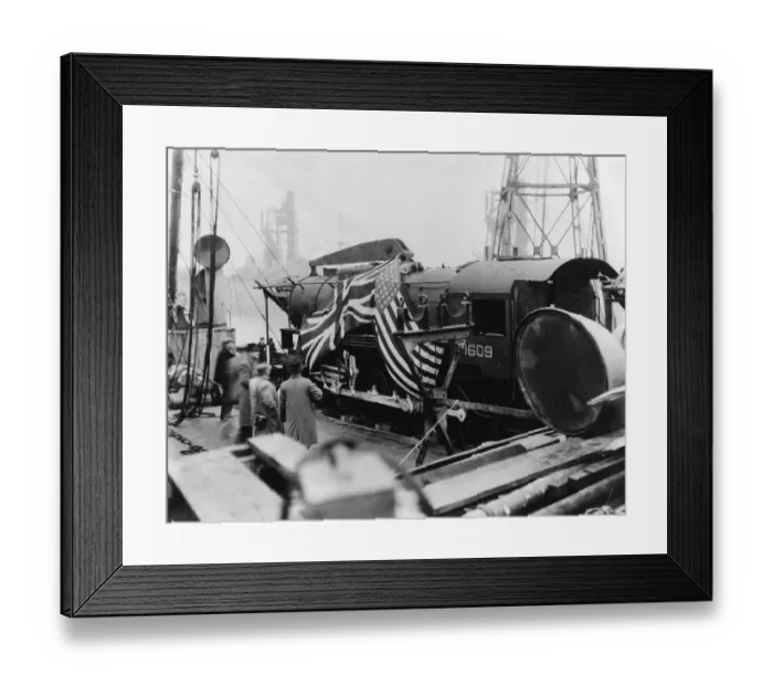 Framed Print : American S160 Class 2-8-0 locomotive No. 1609 upon arrival at Newport Docks, 1942 Framed Print : American S160 Class 2-8-0 locomotive No. 1609 upon arrival at Newport Docks, 1942