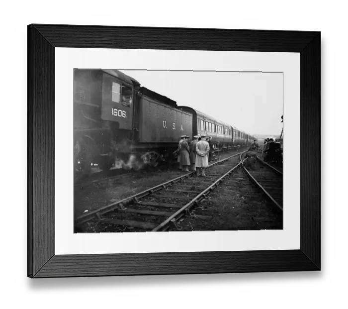 Framed Print : USA S160 2-8-0 locomotive No. 1606 coupled to an ambulance train, 1942
