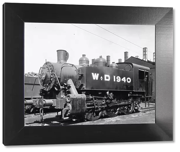 U. S. 0-6-0T shunting tank engine No. 1940 in its black War Department livery, 1942