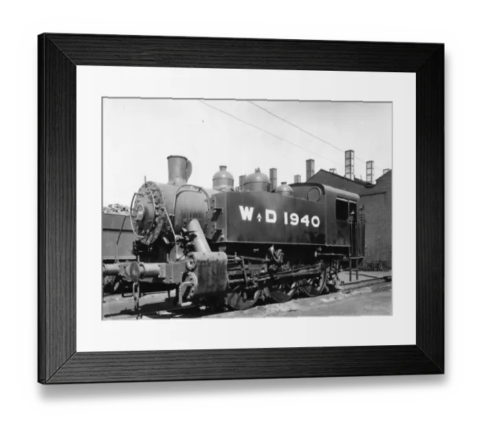 Framed Print : U. S. 0-6-0T shunting tank engine No. 1940 in its black War Department livery, 1942 Framed Print : U. S. 0-6-0T shunting tank engine No. 1940 in its black War Department livery, 1942