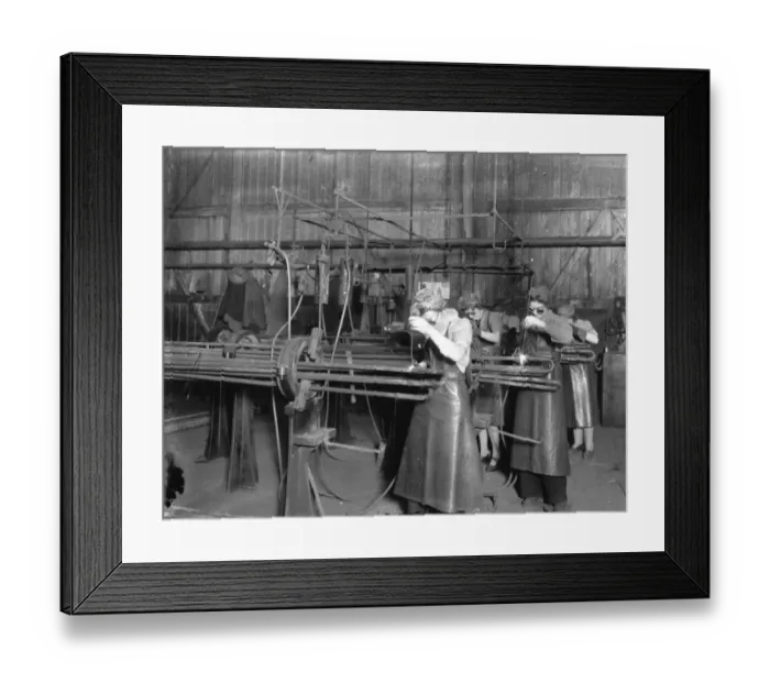 Framed Print : Swindon Works employees welding superheaters for locomotive boilers, 1942