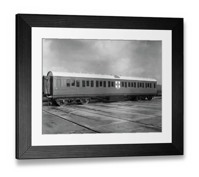 Framed Print : LMS coach no. 6204 converted to an ambulance train car, 1939