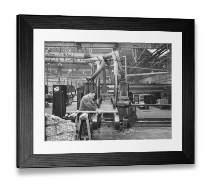Framed Print : Making tenon joints at the sawmill, 1953 Framed Print : Making tenon joints at the sawmill, 1953