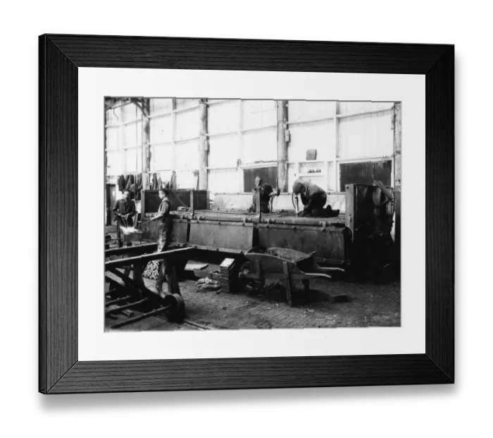 Framed Print : No 13 Shop, Wagon Frame Shop, late 1940s