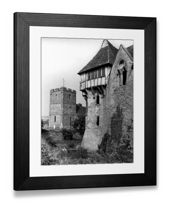 Framed Print : Stokesay Castle & Church, Shropshire, August 1947 Framed Print : Stokesay Castle & Church, Shropshire, August 1947
