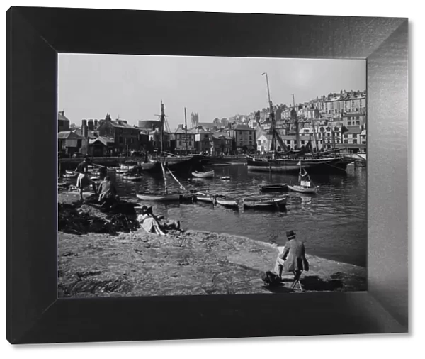 Brixham Harbour and town, Devon, c. 1930s
