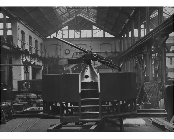 Nordenfelt anti-aircraft gun in V Shop, Swindon Works c. 1915