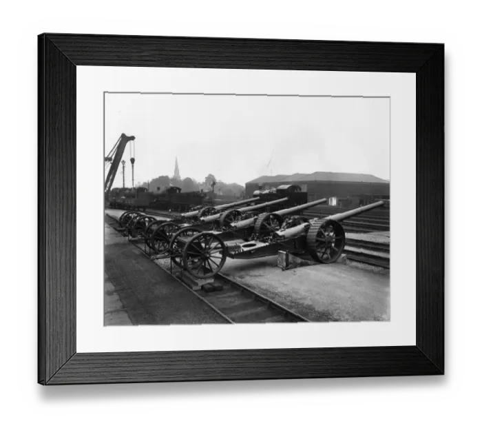 Framed Print : Naval guns outside A Shop, Swindon Works c. 1915 Framed Print : Naval guns outside A Shop, Swindon Works c. 1915