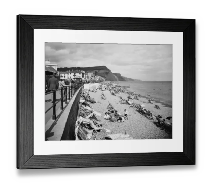 Framed Print : The Beach at Sidmouth, Devon, August 1936 Framed Print : The Beach at Sidmouth, Devon, August 1936