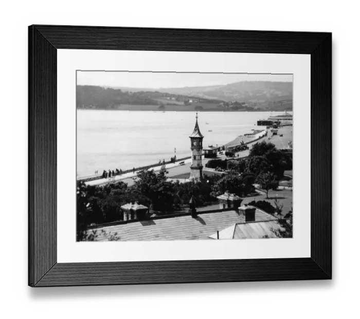 Framed Print : Clock Tower & Esplanade, Exmouth, Devon, August 1931