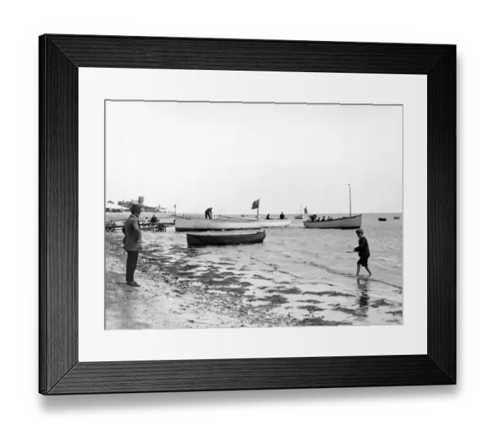 Framed Print : Boats at Exmouth Beach, Devon, August 1931