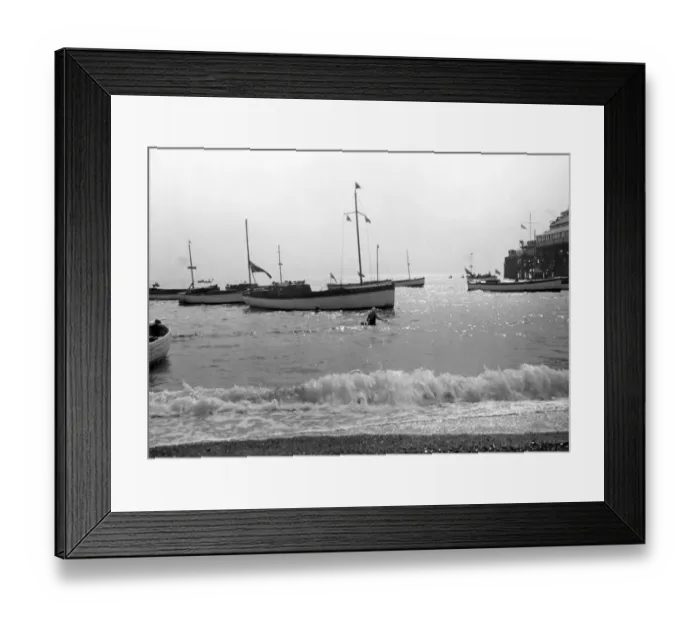 Framed Print : Boats at Teignmouth Pier, Devon, Summer 1933 Framed Print : Boats at Teignmouth Pier, Devon, Summer 1933
