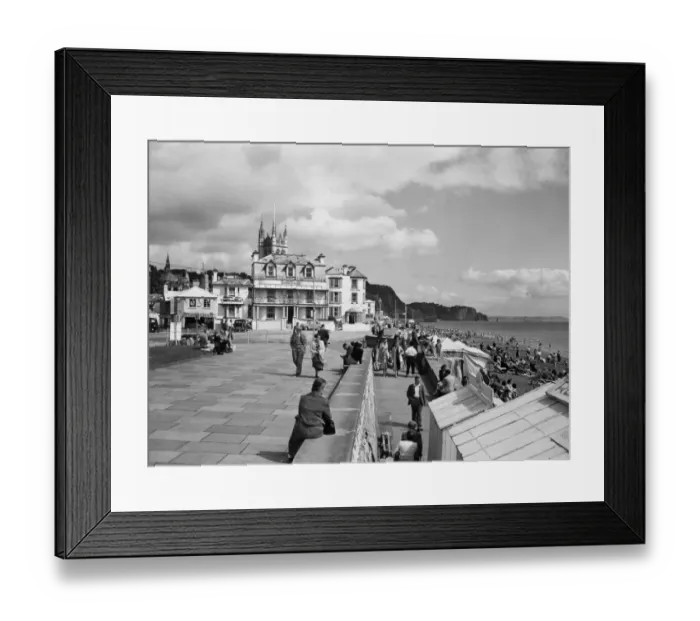 Framed Print : Teignmouth Promenade and East Beach, Devon, August 1950