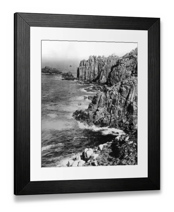 Framed Print : Cliffs at Lands End, Cornwall, 1924