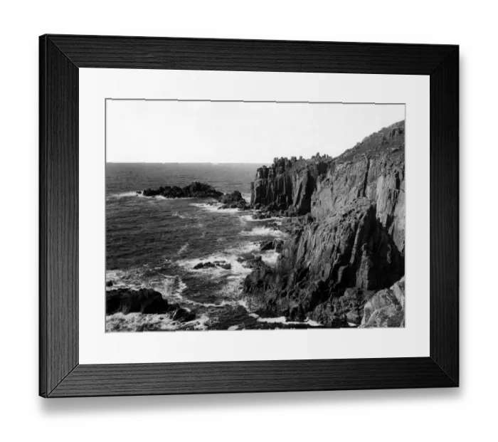 Framed Print : Cliffs at Lands End, Cornwall, 2nd February 1925