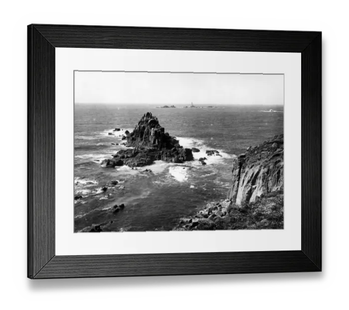 Framed Print : Lands End and Longships Lighthouse, Cornwall, c. 1950