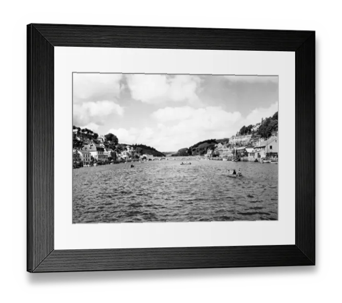 Framed Print : Looe Harbour and Bridge, Cornwall, August 1951 Framed Print : Looe Harbour and Bridge, Cornwall, August 1951