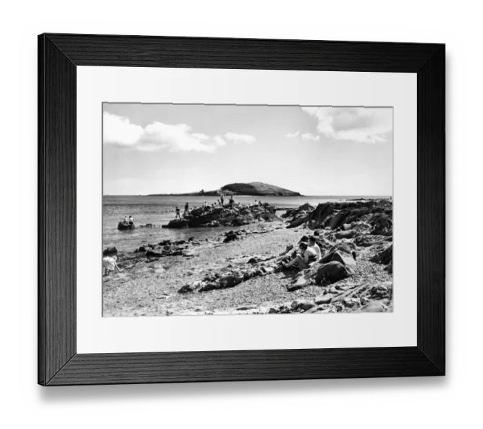 Framed Print : Looe Beach and Island, Cornwall, August 1951 Framed Print : Looe Beach and Island, Cornwall, August 1951