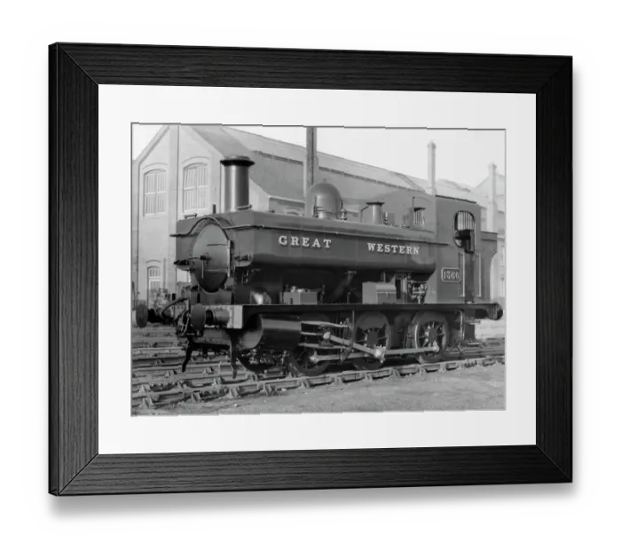 Framed Print : GWR Pannier Tank No. 1366, outside Swindon Works, 1934 Framed Print : GWR Pannier Tank No. 1366, outside Swindon Works, 1934