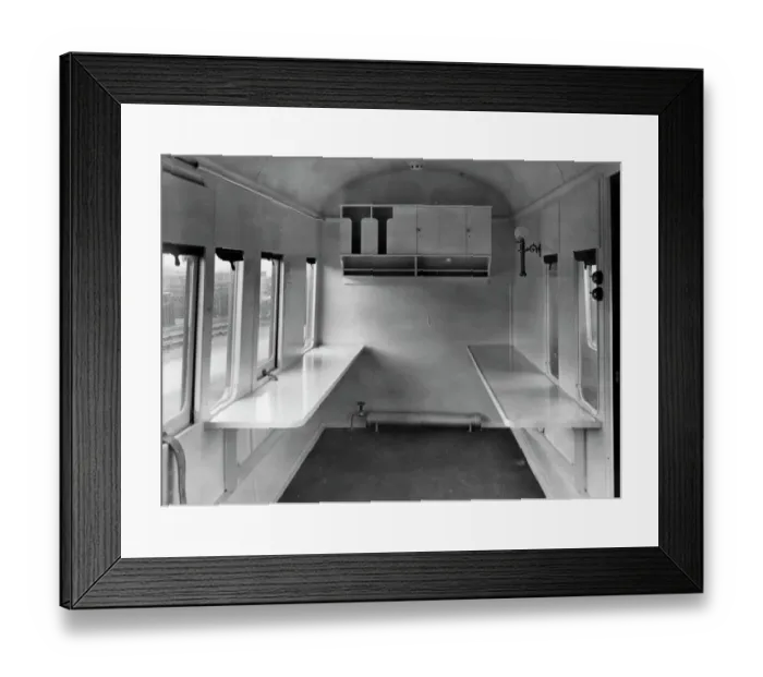 Framed Print : Mess room of No. 16 Ambulance train, March 1915 Framed Print : Mess room of No. 16 Ambulance train, March 1915