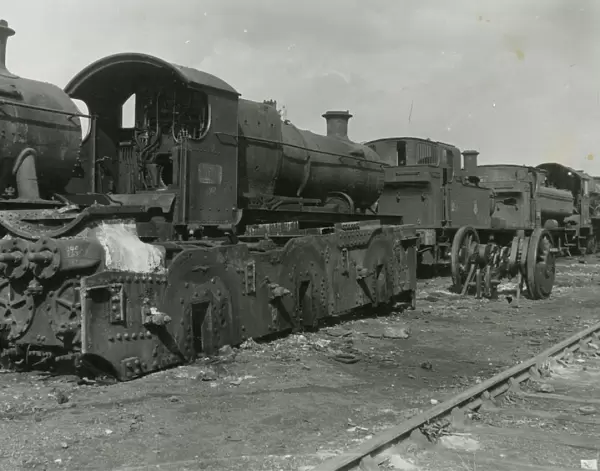 Steam locomotives waiting to be scrapped lined up in the Concentration Yard at Swindon Works in 1952