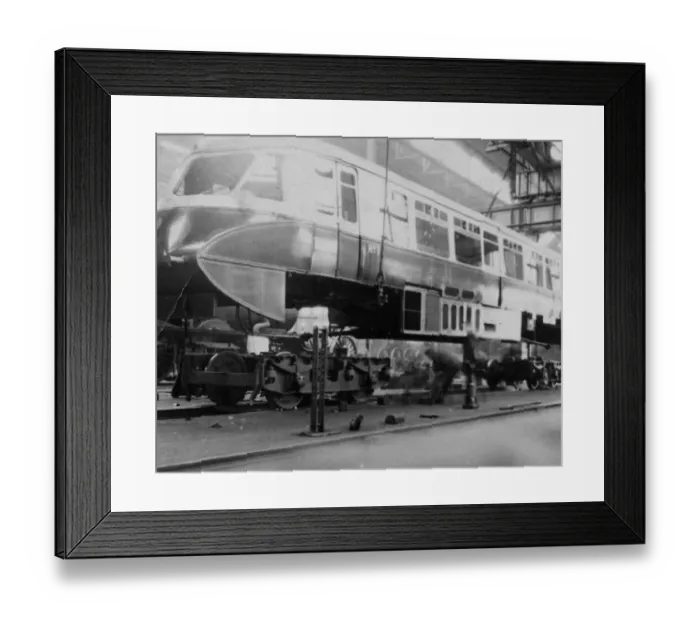 Framed Print : Diesel Railcar No 1 undergoing work in A Shop at Swindon Works Framed Print : Diesel Railcar No 1 undergoing work in A Shop at Swindon Works