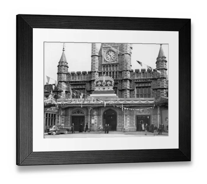 Framed Print : Decorations at Bristol Temple Meads for Queens Visit, 1956