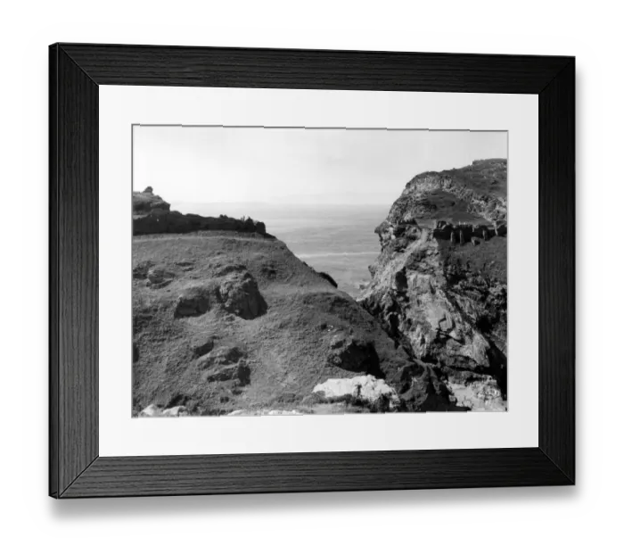 Framed Print : Tintagel Castle, view across the creek, August 1927 Framed Print : Tintagel Castle, view across the creek, August 1927