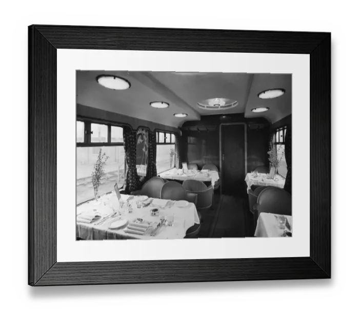 Framed Print : First Class Saloon, Restaurant Car, 1938