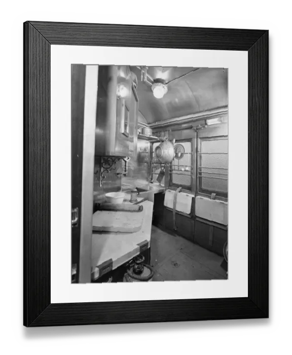 Framed Print : Restaurant Car Kitchen, 1946 Framed Print : Restaurant Car Kitchen, 1946