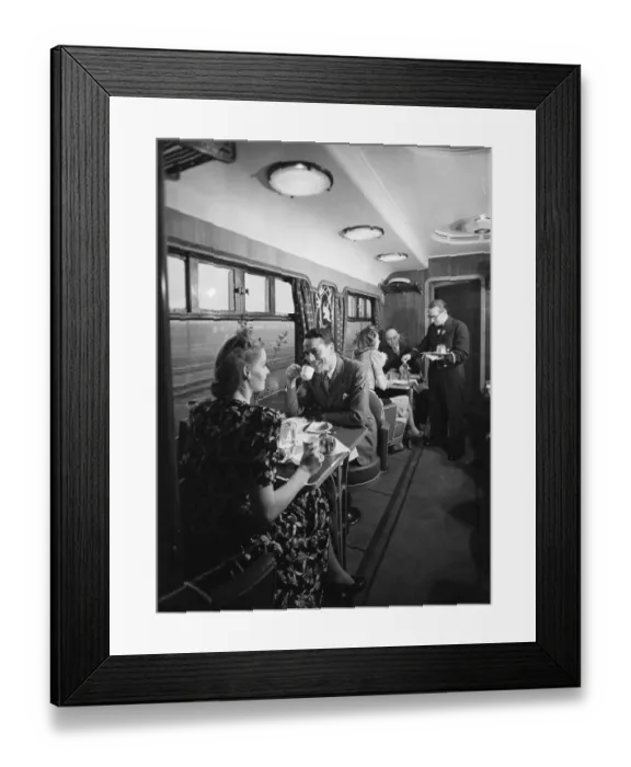 Framed Print : First Class Saloon, Restaurant Car, 1946