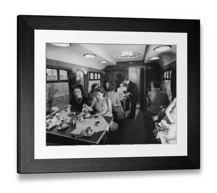 Framed Print : First Class Saloon, Restaurant Car, 1946