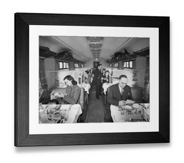 Framed Print : Third Class Saloon, Restaurant Car, 1946
