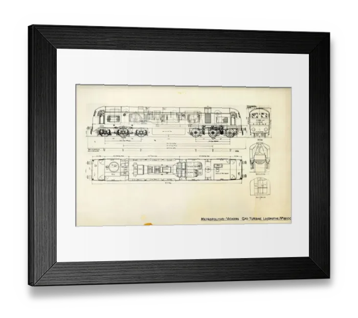 Framed Print : Drawing of Gas-Turbine Locomotive No. 18100 Framed Print : Drawing of Gas-Turbine Locomotive No. 18100