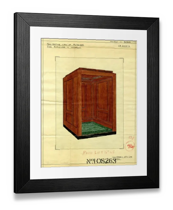 Framed Print : Plan of Passenger Lift at Paddington Station Framed Print : Plan of Passenger Lift at Paddington Station