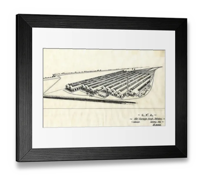 Framed Print : Plan of New Carriage Shop, Swindon Works, 1931
